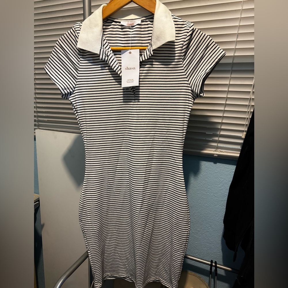 Shasa striped polo mini dress